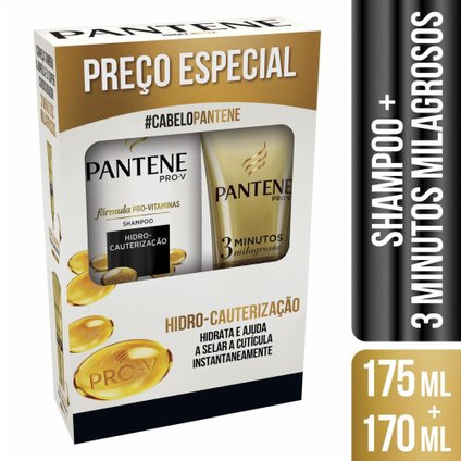 SHAMPOO PANTENE HIDRO-CAUTERIZAÇÃO 175ML + CONDICIONADOR 3 MINUTOS MILAGROSOS 170ML