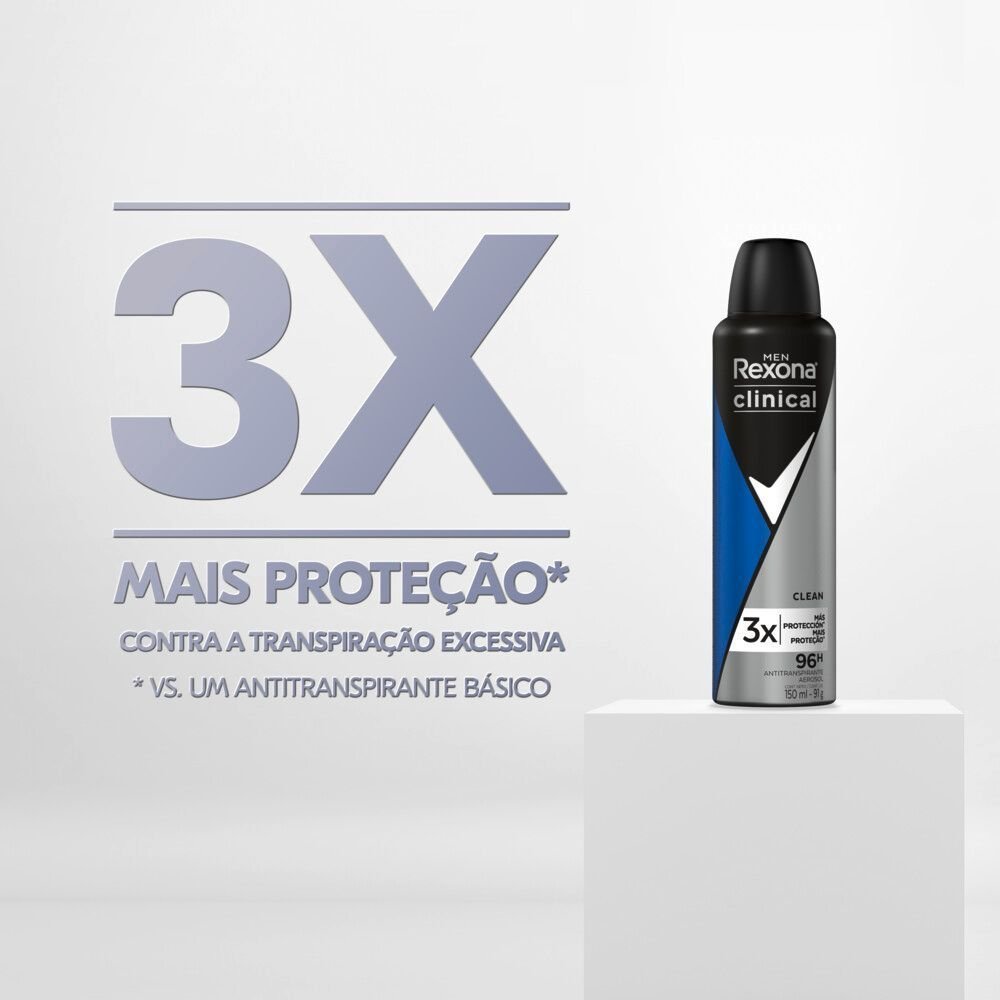 Desodorante Rexona Clinical Clean Aerosol Masculino 150ml - 6