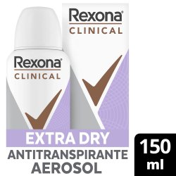Desodorante Antitranspirante Aerosol Rexona Clinical Extra Dry 96h 150ml