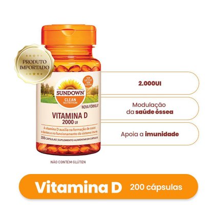 SUPLEMENTO ALIMENTAR SUNDOWN VITAMINA D 2.000 UI 200 CÁPSULAS