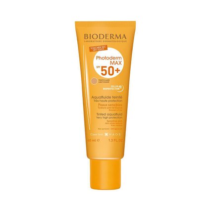 PROTETOR SOLAR FACIAL À BASE DE ÁGUA BIODERMA PHOTODERM MAX AQUAFLUIDE FPS 50+ TOM CLARO 40ML