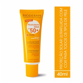 PROTETOR SOLAR FACIAL À BASE DE ÁGUA BIODERMA PHOTODERM MAX AQUAFLUIDE FPS 50+ TOM DOURADO 40ML