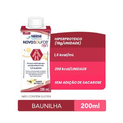 NUTRIÇÃO ENTERAL E ORAL NOVASOURCE REN BAUNILHA 200ML
