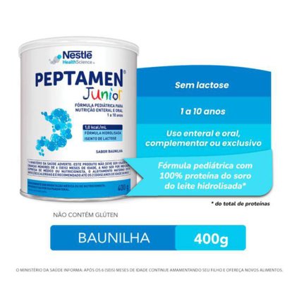 NUTRIÇÃO ENTERAL EM PÓ PEPTAMEN JUNIOR BAUNILHA 400 G