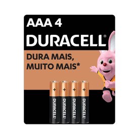 PILHA ALCALINA DURACELL AAA COM 4 UNIDADES