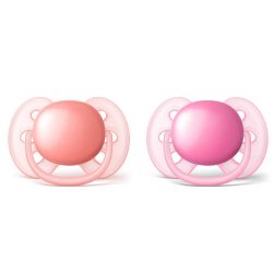 Chupeta Avent Ultrasoft Com 2 Rosa E Laranja 6-18m