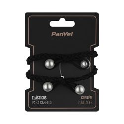 Kit 2 Elásticos De Cabelo  Preto Trançados Com Pérolas Panvel Acessorios 19