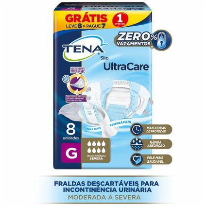 FRALDA ADULTO TENA SLIP ULTRA G LEVE 8 PAGUE 7 UNIDADES