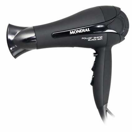 SECADOR DE CABELO MONDIAL POWER SHINE BLACK ION 220V