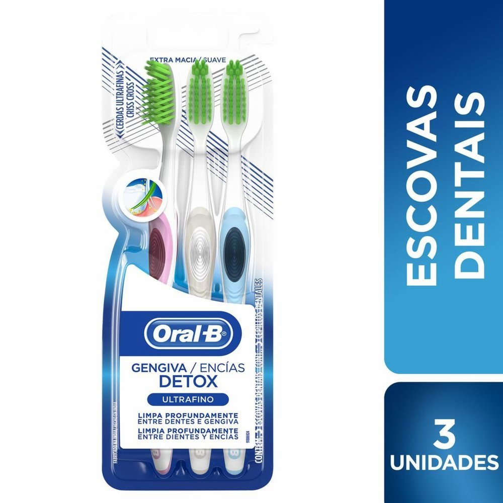 ESCOVA DENTAL ORAL-B GENGIVA DETOX ULTRAFINO C/ 3 UNIDADES
