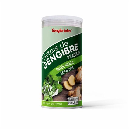 CRISTAIS DE GENGIBRE GENGIBRINHA MENTA EXTRA FORTE ZERO AÇÚCAR 10G AVULSO