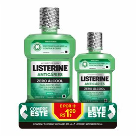 ENXAGUATÓRIO BUCAL LISTERINE ANTICÁRIES 500ML + 250ML CANGURU