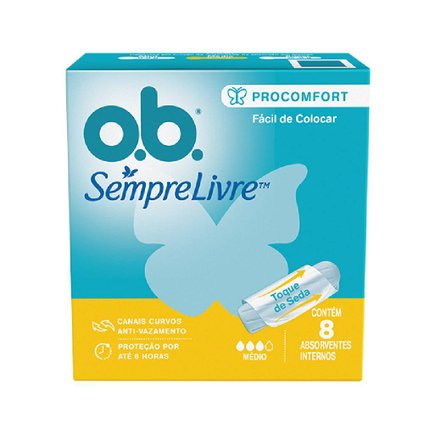 ABSORVENTE INTERNO OB PROCOMFORT MÉDIO 8 UNIDADES