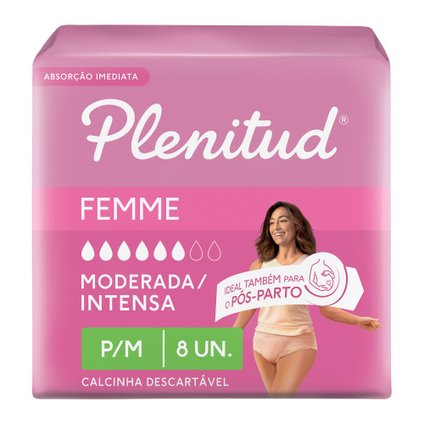 ROUPA ÍNTIMA FEMININA PLENITUD FEMME P/M COM 8 UNIDADES