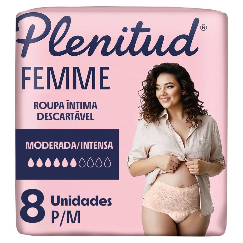 Roupa Íntima Plenitud Femme Para Incontinência P/m 8 Unidades