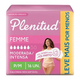 ROUPA ÍNTIMA FEMININA PLENITUD FEMME P/M 16 UNIDADES
