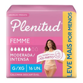 ROUPA ÍNTIMA FEMININA PLENITUD FEMME G/XG LEVE 16 PAGUE COM 15 UNIDADES