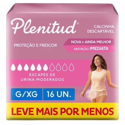ROUPA ÍNTIMA FEMININA PLENITUD FEMME G/XG LEVE 16 PAGUE COM 15 UNIDADES