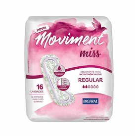 ABSORVENTE PARA INCONTINÊNCIA BIGFRAL MOVIMENT MISS REGULAR COM 16 UNIDADES