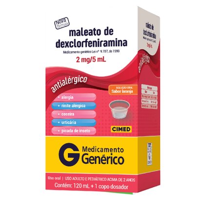 MALEATO DEXCLORFENIRAMINA 2MG/5ML 120ML CIMED GENERICO