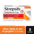 PASTILHAS PARA GARGANTA STREPSILS SABOR LARANJA - SEM AÇÚCAR - CAIXA 8 PASTILHAS