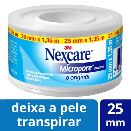 FITA MICROPORE BRANCA NEXCARE. ROLO DE 25MM X 1,35M