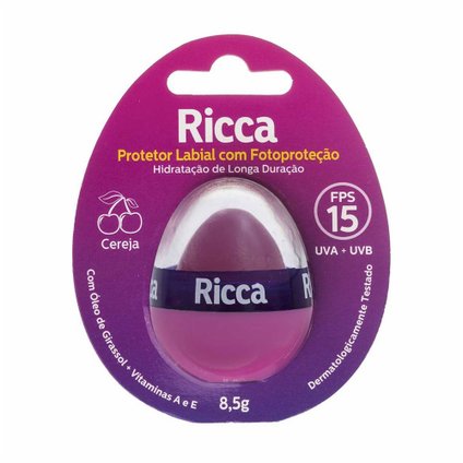 PROTETOR LABIAL RICCA CEREJA FPS15 8,5G