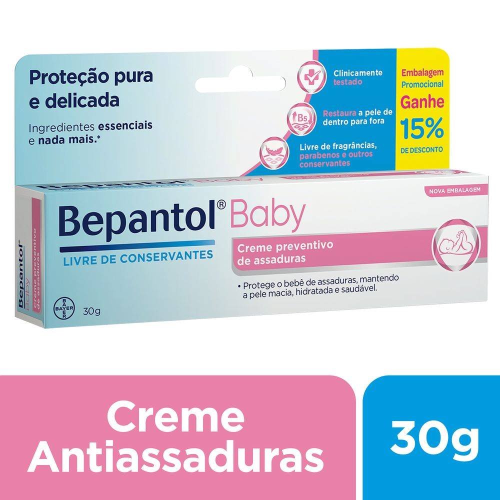 BEPANTOL BABY CREME PREVENTIVO DE ASSADURAS PARA BEBÊS 30G COM 15% OFF