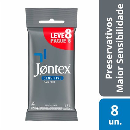 PRESERVATIVO JONTEX SENSITIVE LEVE 8 PAGUE 6 UNIDADES