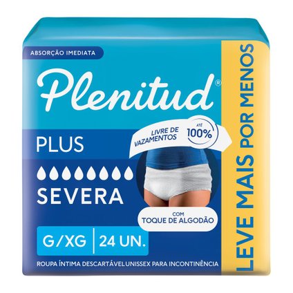 ROUPA ÍNTIMA PLENITUD PLUS PARA INCONTINÊNCIA G/XG - 24 UNIDADES