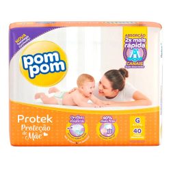 Fralda Pom Pom Protek Proteção De Mãe Mega G Com 40 Unidades