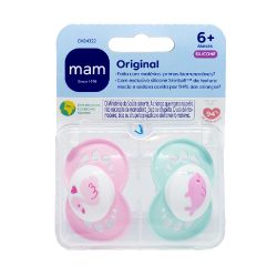 Chupeta Mam Original Rosa 6 Meses + Com 2 Unidades
