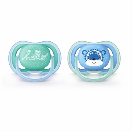 CHUPETA AVENT ULTRA AIR DECORADA C/2 AZUL E VERDE 6-18M