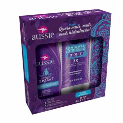 Kit Aussie Shampoo+3mm Moist Grátis Lenço