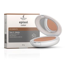 Protetor Solar Facial Episol Color Pó Compacto Pele Morena Fps 50 10g