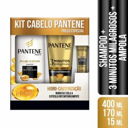 Shampoo Pantene Hidro-cauterização 400ml + Condicionador 3 Mm 170ml + Ampola 15ml