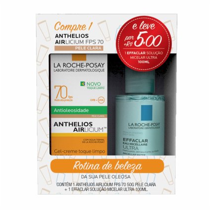 KIT PROMOCIONAL PROTETOR SOLAR ANTHELIOS AIRLICIUM FPS 70 COR CLARA 50G LA ROCHE-POSAY LEVE SOLUÇÃO