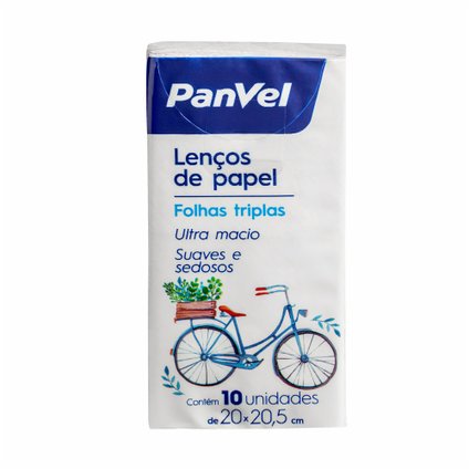 LENÇOS DE PAPEL PANVEL COM 10 UNIDADES