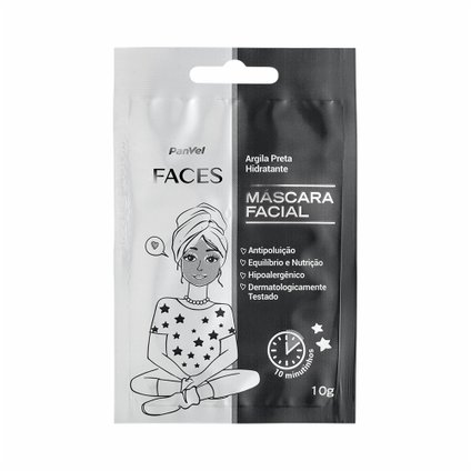 MÁSCARA FACIAL DE ARGILA PRETA PANVEL FACES COM 10 G