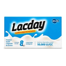 LACDAY ENZIMA LACTASE 10.000U.FCC 8 COMPRIMIDOS MASTIGÁVEIS