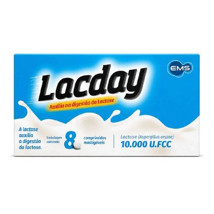 LACDAY ENZIMA LACTASE 10.000U.FCC 8 COMPRIMIDOS MASTIGÁVEIS