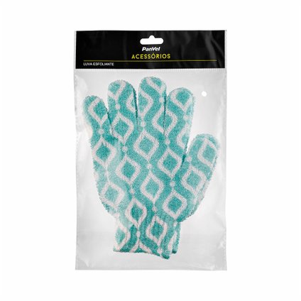 PAR DE LUVAS ESFOLIANTES PARA BANHO ESTAMPA CHEVRON AZUL PANVEL ACESSÓRIOS