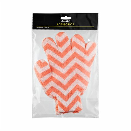 PAR DE LUVAS ESFOLIANTES PARA BANHO ESTAMPA CHEVRON LARANJA PANVEL ACESSÓRIOS