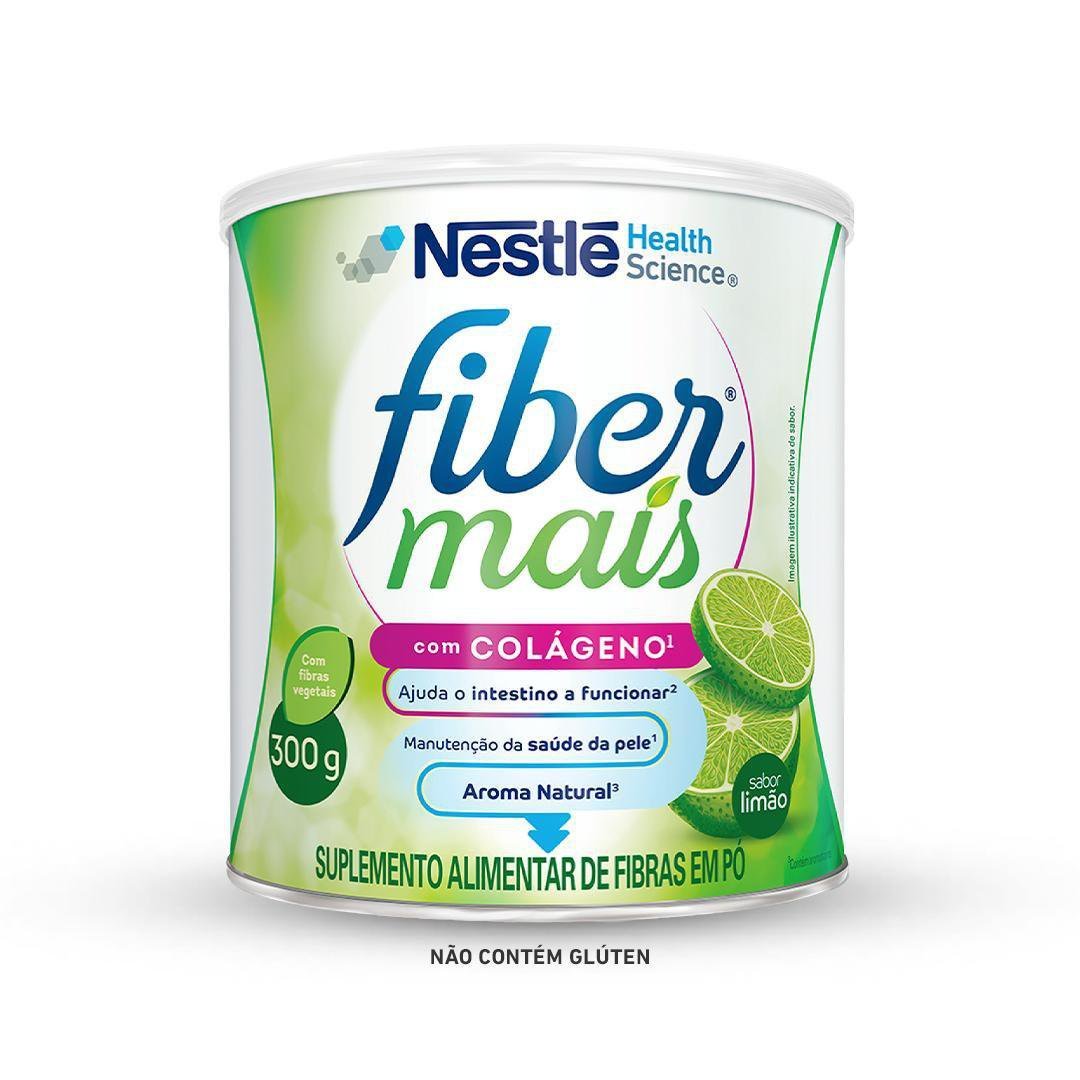 Suplemento Alimentar Fiber Mais Colágeno Mix De Fibras Sabor Limão 300g