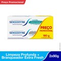 KIT CREME DENTAL SENSODYNE DENTES SENSÍVEIS BRANQUEADOR EXTRA FRESH 90G + LIMPEZA PROFUNDA 90G