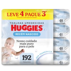 Lenços Umedecidos Huggies Recém-nascido Sem Fragrância Leve 4 Pague 3 - 192 Unidades