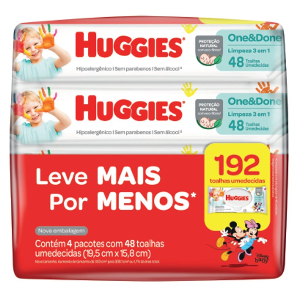 LENÇOS UMEDECIDOS HUGGIES ONE&DONE LEVE 4 PAGUE 3