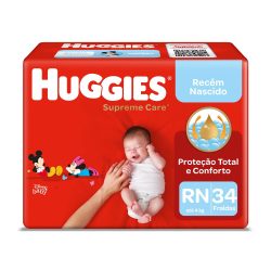 Fralda Huggies Supreme Care Mega Rn Com 34 Unidades