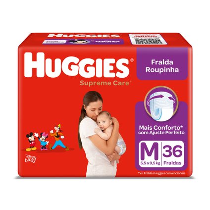 FRALDA HUGGIES SUPREME CARE MEGA ROUPINHA M COM 36 UNIDADES