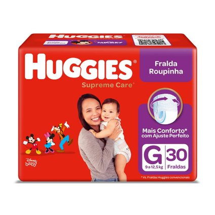 FRALDA HUGGIES SUPREME CARE MEGA ROUPINHA G COM 30 UNIDADES